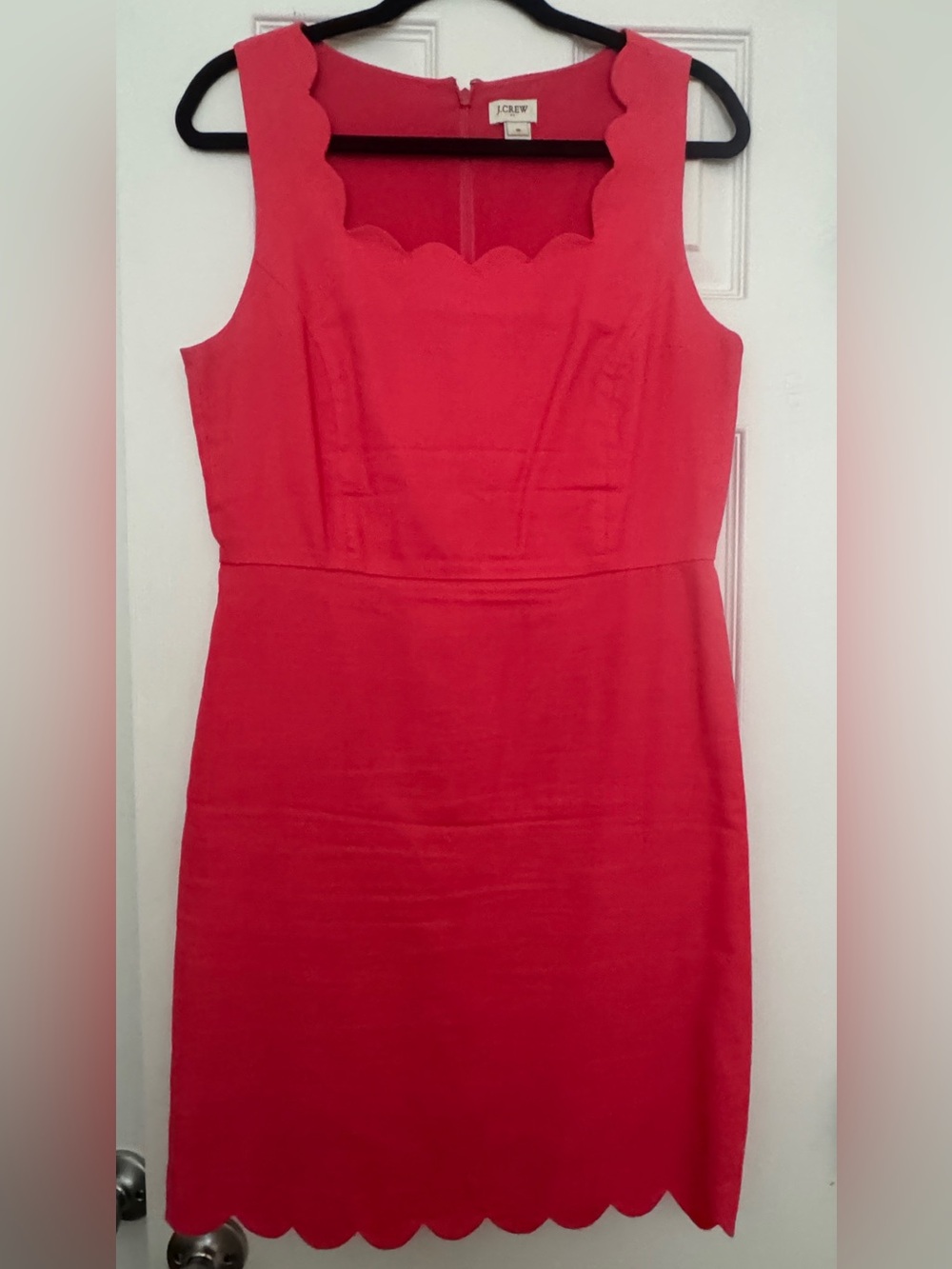 J. Crew Red Scallop-Neck Sheath Dress